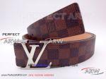 Perfect Replica Louis Vuitton Brown Leather Belt With White Buckle